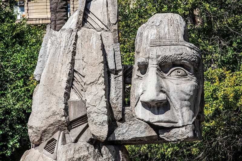 Monument to the indigenous people of E. Villalonos, Plaza de Armas, Santiago de Chile, Chile, South America