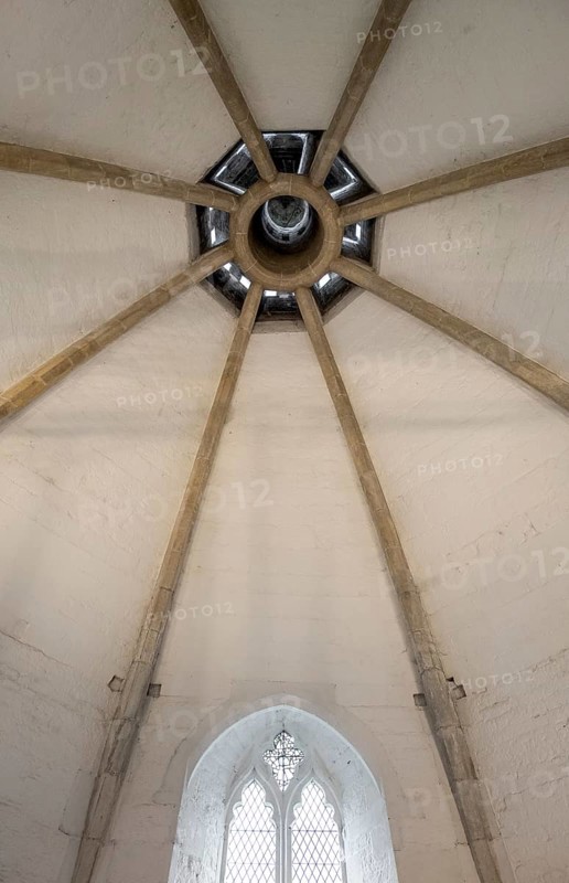 Glastonbury Abbey, monastery ruins, smoke flue in the monastery kitchen