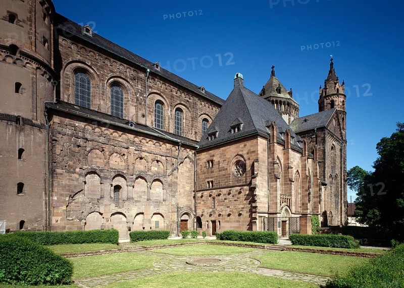 South side of the cathedral with the remains of the Romanesque cloisters and the adjoining Gothic chapel of St Nicholas, St, Saint, Saint