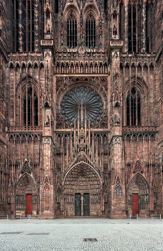 Strasbourg Cathedral, Cathédrale Notre-Dame de Strasbourg, west façade, portals and rose window