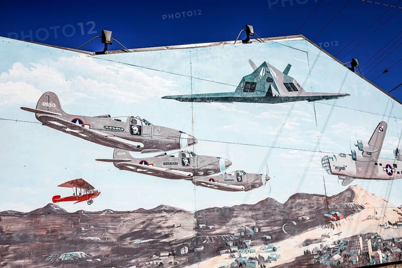 Mural with stealth stealth bomber, Tonopah, Nevada, USA, North America