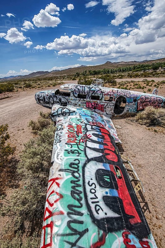 Aircraft wreck near Goldfield, Nevada, USA, North America