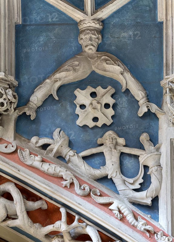 Constance, Minster, west gallery around 1516, masks and animals