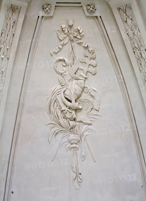 Cornelius Chapel, stucco detail, St., Saint, Saint