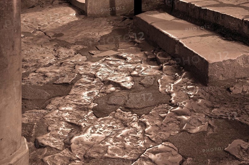 Vezelay, Basilica of Ste-Marie-Madeleine. Crypt. Historic limestone floor, St., Saint, Saint