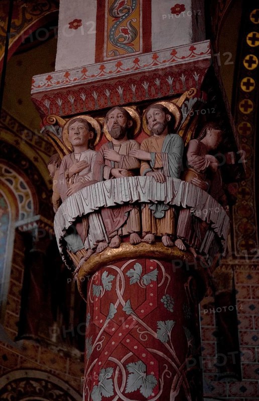 Capital in the ambulatory, 19th century painting, Last Supper, St., Sankt, Saint