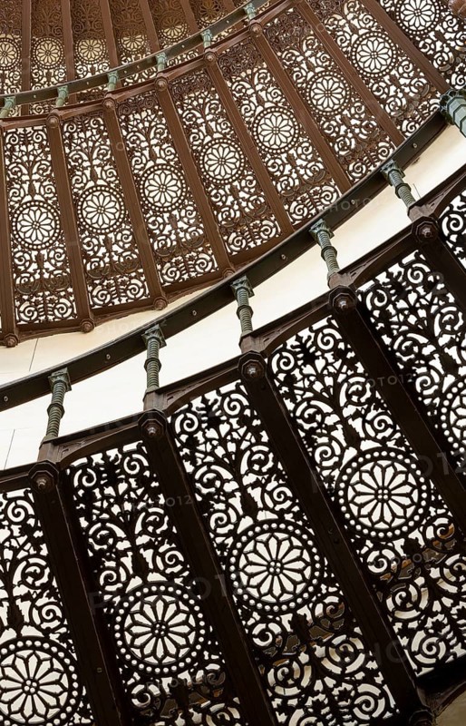 Binz on Rügen, Granitz hunting lodge, built between 1837 and 1846 by Johann Gottfried Steinmeyer on behalf of Prince Wilhelm Malte I zu Putbus, staircase with cast-iron staircase