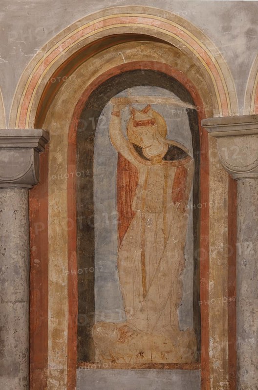 Romanesque fresco in the choir apse, St., Saint, Saint