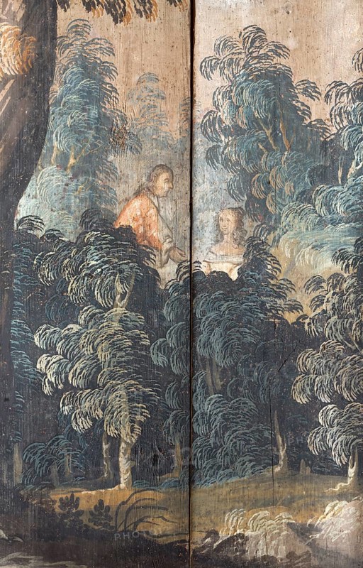 Ceiling painting of a 17th century love story as a comic strip, St., Sankt, Saint