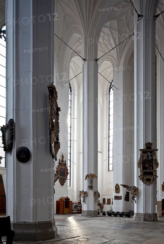 South transept from the north-east with epitaphs and other furnishings under the vault Tie rod, St., Sankt, Saint