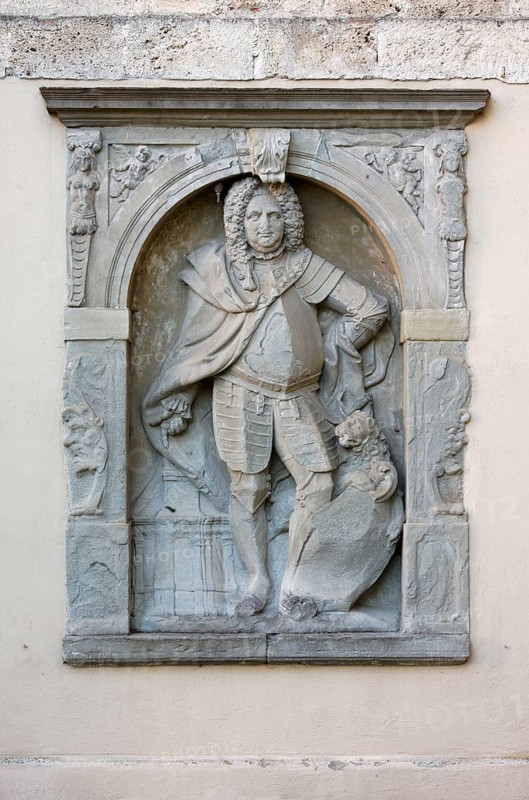 Tomb of the founder, Ferdinand Ludwig, builder of the church on the outside of the choir, St., Sankt, Saint