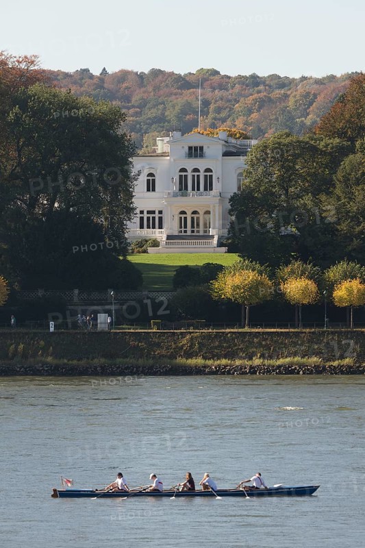 Villa Hammerschmidt, seat of the Federal President in Bonn, view over the Rhine