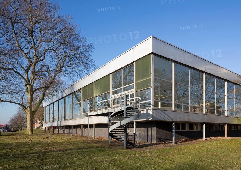 Krefeld-Hohenbudberg, Bayer-Werke, casino, staff canteen built in 1961 by Hentrich, Petschnigg und Partner