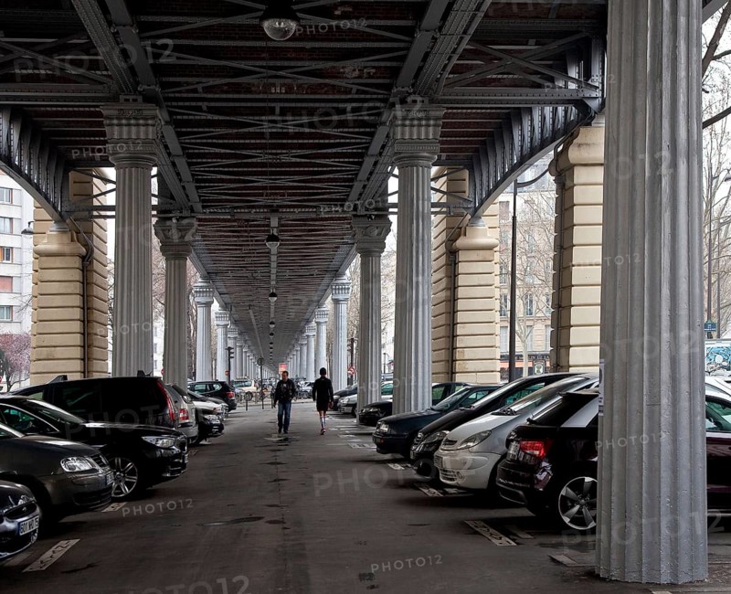 Paris, elevated railway bridges at Svres Lecourbe metro station