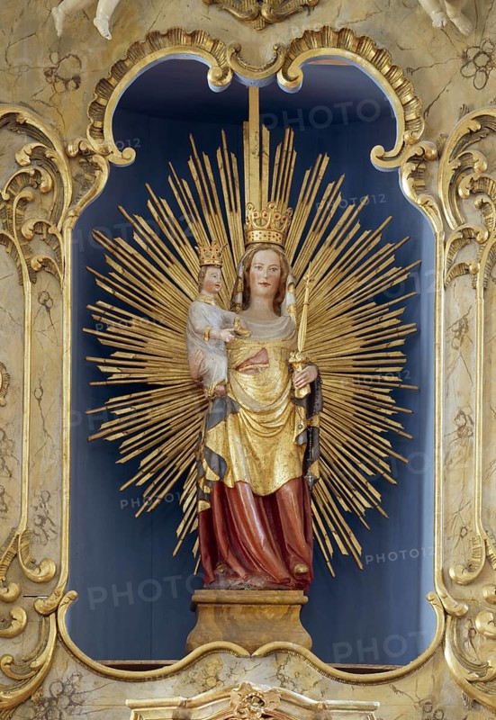 High altar, stone Madonna around 1400, St., Sankt, Saint