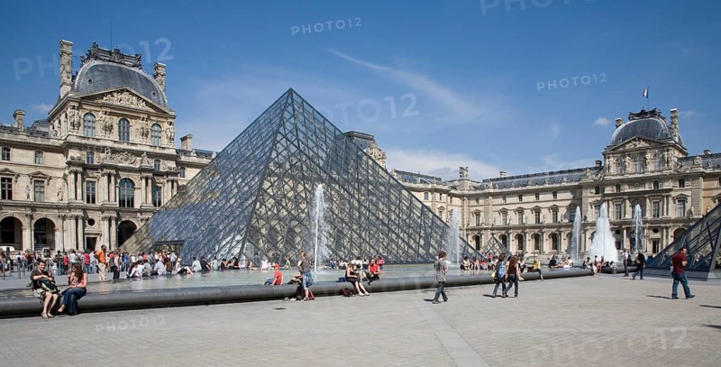 Courtyard of the Louvre with pyramid by Ieoh Ming Pei