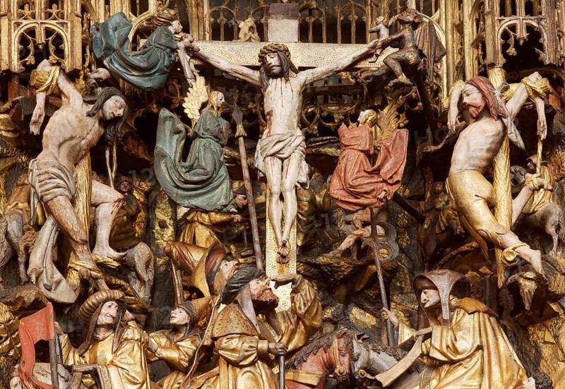 Altar with miraculous image from Mariawald Abbey, The risen Christ in the underworld with sinners and demons, St., Saint, Saint
