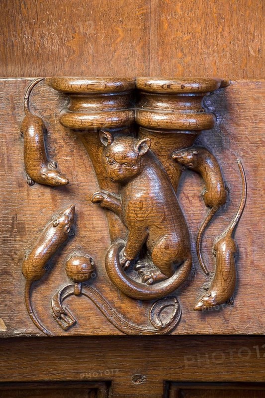 Choir stalls, drolleries on the stall sides with proverbial depictions, 1493 by Johannes Gruter from Wesel, St., Sankt, Saint