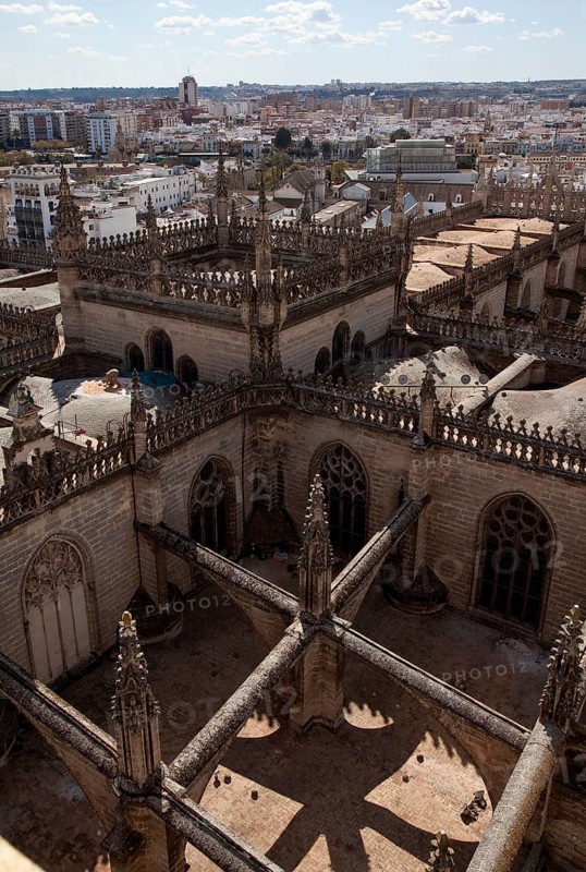 Seville, Cathedral. Roofscape with buttresses Seville, St., Saint, Saint