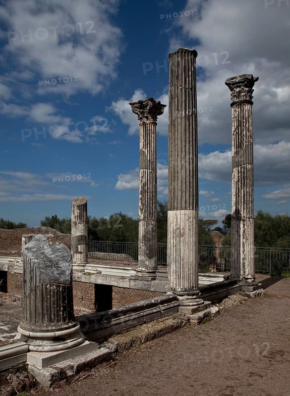 Corinthian columns at the fish pond