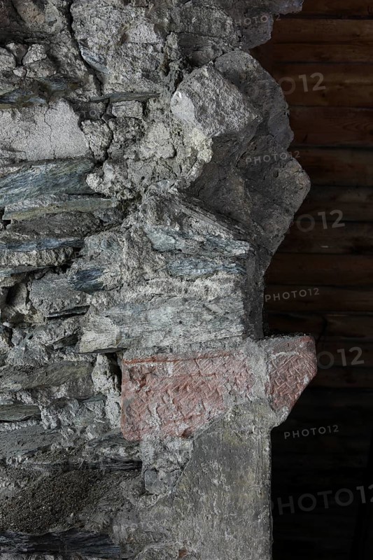 Above the choir vault, wall above the choir arch, remnant of a Romanesque window Church of St., Church of St., St., St., Saint