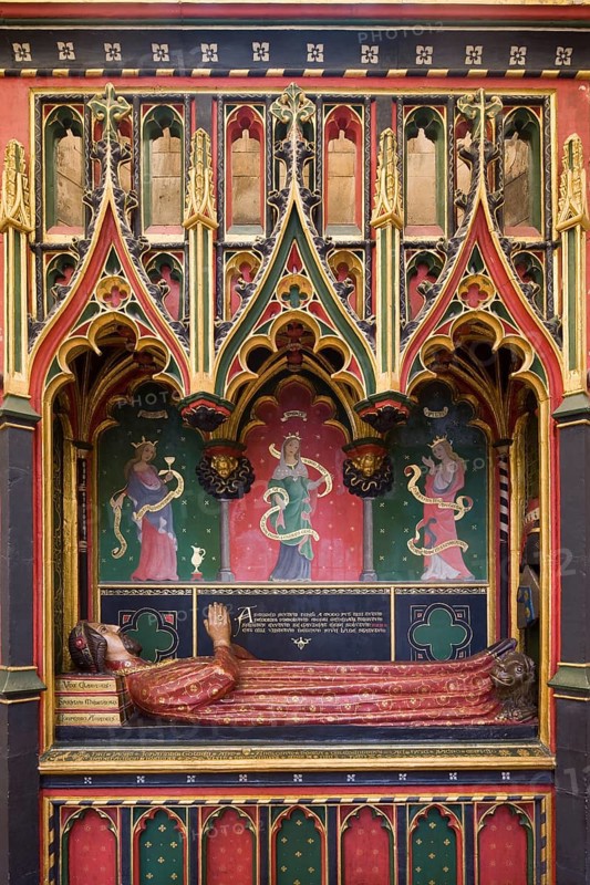 The Cathedral and Collegiate Church of St Saviour and St Mary Overie, 15th century church monument to the poet John Gower, polychrome tomb from the 15th century for the poet, St., Saint, Saint
