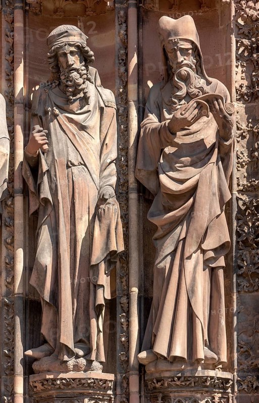 Strasbourg Cathedral, Cathédrale Notre-Dame de Strasbourg, centre west portal, wall figures: Prophets (original figures)