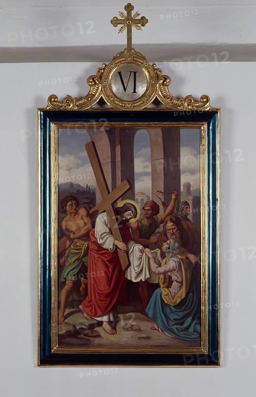 Tännesberg. St Michael's parish church from 1841, Stations of the Cross. Shroud of Veronica, St., Saint, Saint