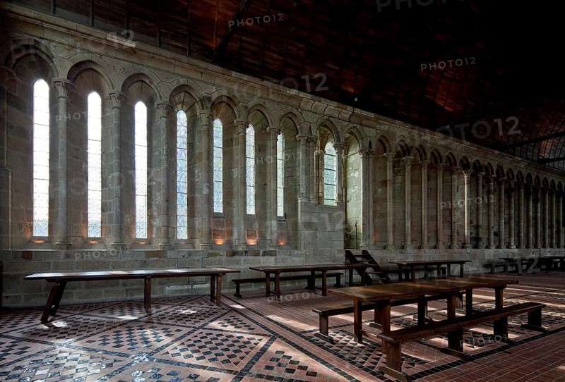 The WUNDERWERK, refectory in the east of the upper floor, built 1212-25, south wall with the lector's seat in the centre, St., Sankt, Saint