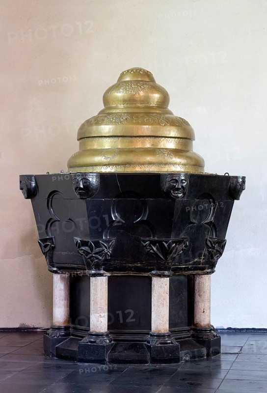 Romanesque baptismal font, St., Saint, Saint