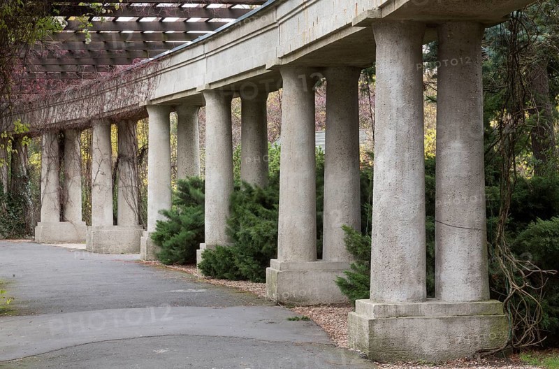 Hala Stulecia, (Hala Ludowa, Engl. People's Hall) built 1911-1913 by Max Berg, overall planning of the site by Hans Poelzig, pergola by Poelzig made of exposed concrete
