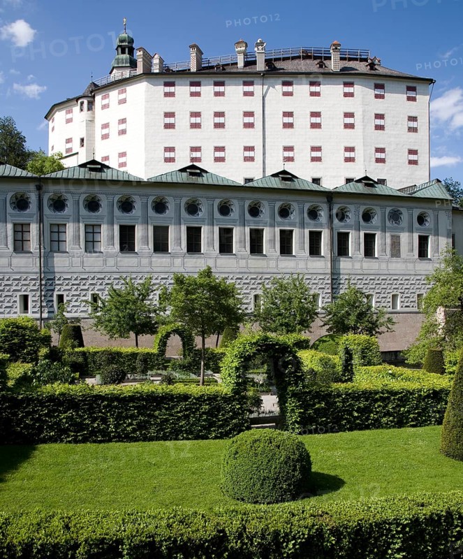 Austria. Amras. Ambras Castle. Spanish Hall from the outside. Branch of the Kunsthistorisches Museum in Vienna. Renaissance castle
