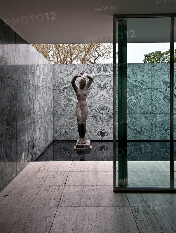 Barcelona Pavilion Pavilion of the 1929 World Exhibition, rebuilt 1983-1986, interior with sculpture AMANECER by Georg Kolbe