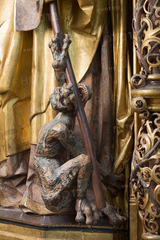 St Anthony's altar from the castle church, carving by Benedikt Dreyer, Lübeck 1522, Demons and devils, St, Saint, Saint