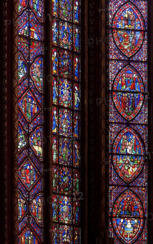 Stained glass window in the upper church, St, Saint, Saint