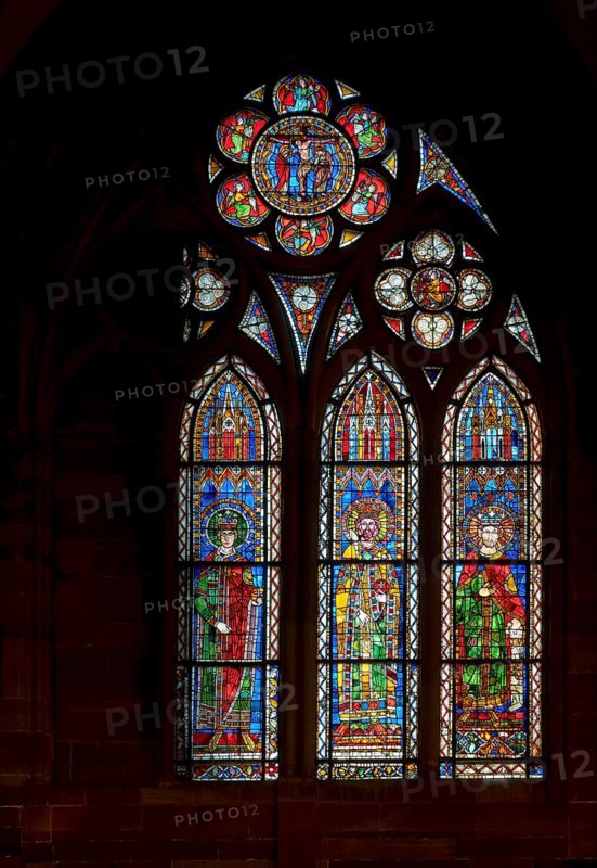 Strasbourg Cathedral, Cathédrale Notre-Dame de Strasbourg, north aisle, 1st window from the west, Emperors and Kings of the Holy Roman Empire of the German Nation