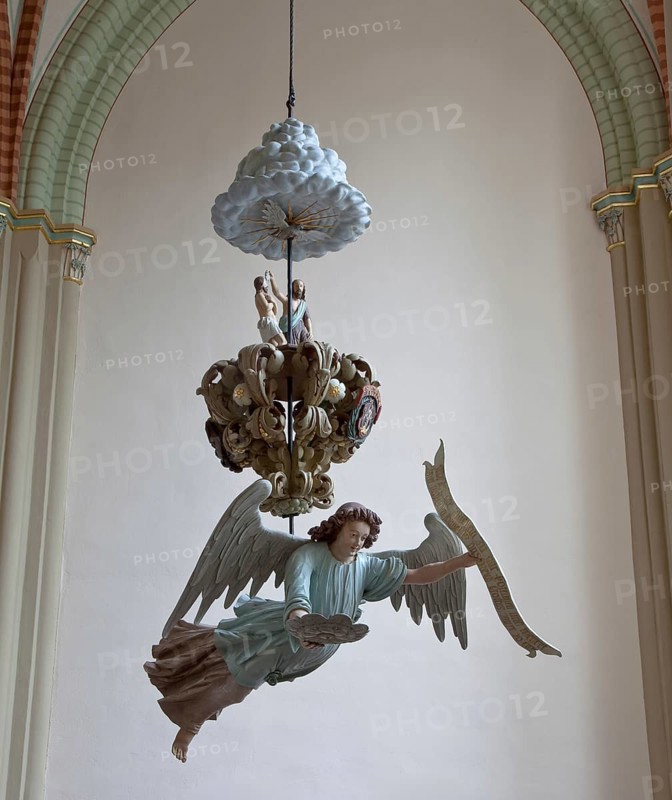 Clausthal-Zellerfeld Church of St Salvatoris. Baptismal angel. Built 1675-83 by Erich Hans Ernst Interior rebuilt in neo-Gothic style in the mid-19th century by Conrad Wilhelm Hase, St., Sankt, Saint