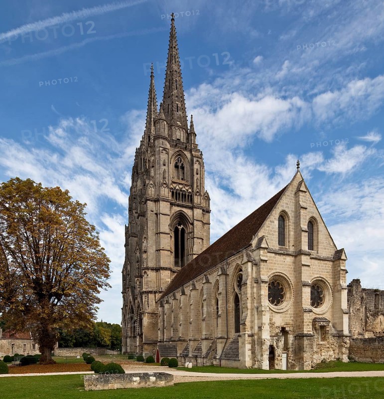 Ruin from 1805, west towers 15th century, view from south, refectory and cloister remains in front, St., Sankt, Saint