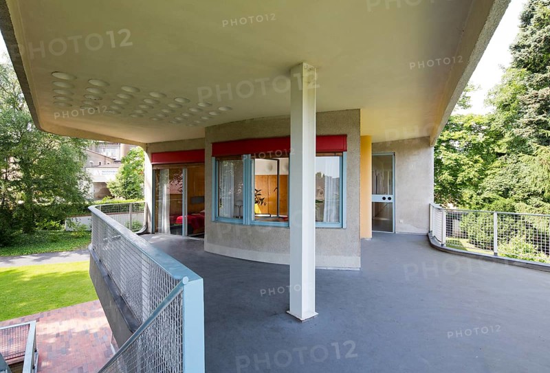 In GDR times House of Pioneers, now Scharoun House, condition after refurbishment in 2012, covered balcony on the upper floor