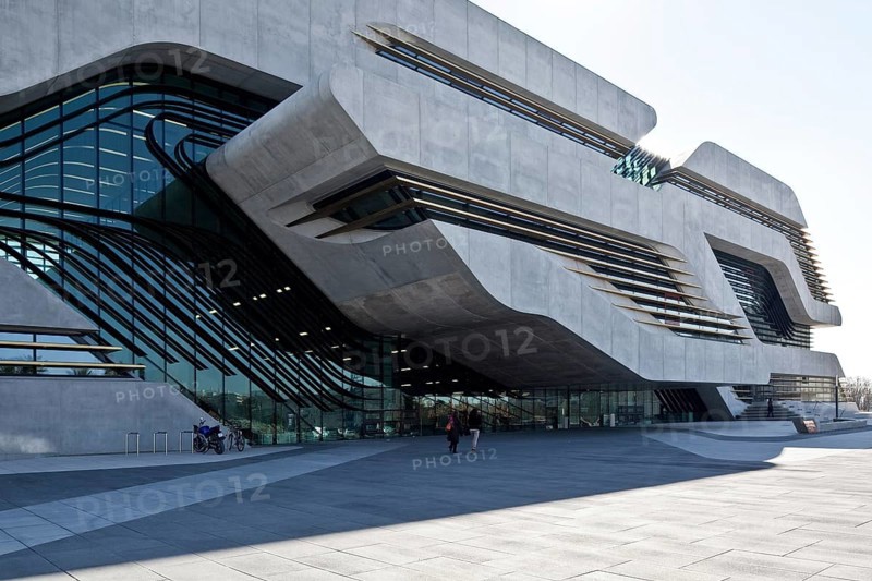 Montpellier, multi-purpose building PIERRESVIVES, built 2006-2012 by Zaha Hadid, main entrance side