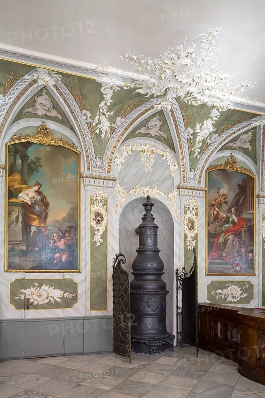 Wall painting by Stefano Torelli: Allegorical figures of the virtues of the councillors, 18th century Iron Furnace