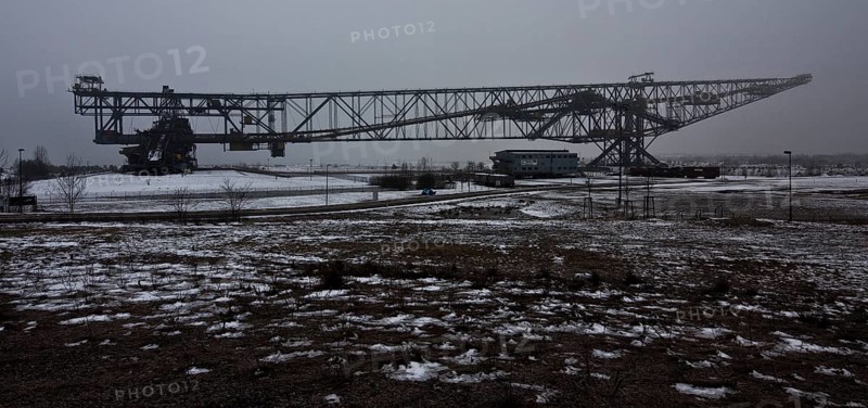 Overburden conveyor bridge F 60, length 502m, height 75m, built 1989-1991, today a visitor mine, general view from the north