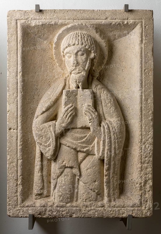Brauweiler near Pulheim, St Nicholas Abbey Church, lapidarium, apostle figure from the north wall of the west tower. 11th-12th century
