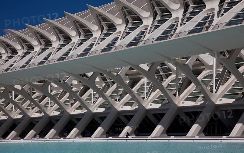 City of Arts and Sciences (cat./val. Ciutat de les Arts i de les Ciències), MUSEO DE LAS CIENCIAS, decorative concrete structure in front of the south-western longitudinal façade