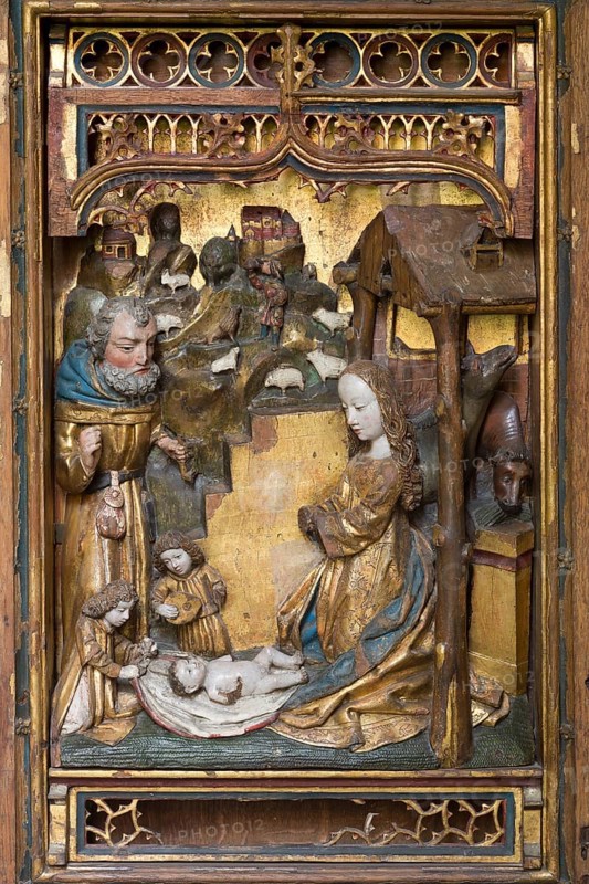 Schlutup clan altar from St Katharinen, around 1500, Adoration with angels, St., Sankt, Saint