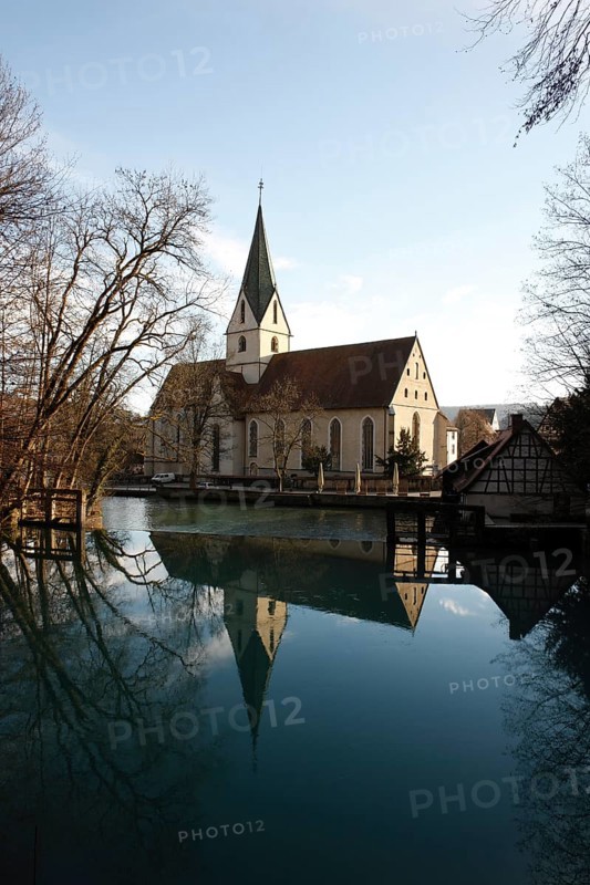 In the foreground is the Blautopf, a karst spring from which the Blau originates. At 21 metres deep, it is one of the deepest and largest springs in Germany, St., Sankt, Saint