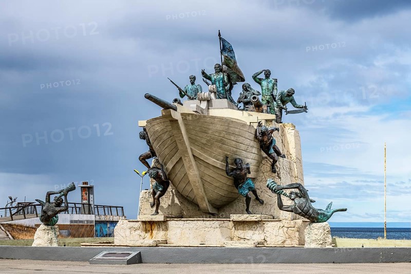 Monumento A Tripulantes Galeta Ancud, Monument to the crew members of the schooner Ancud 1843, Magellan Strait, Punta Arenas, Patagonia, Chile, South America
