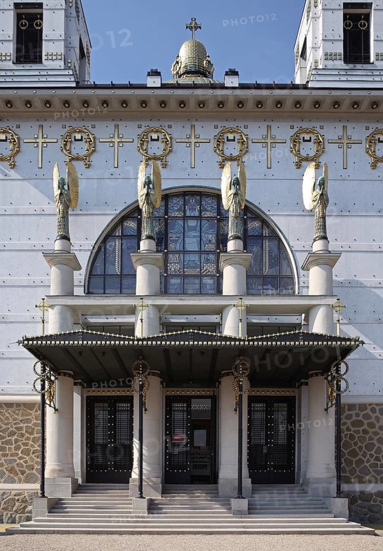 Entrance area from the south, portal with four angels on columns, St., Sankt, Saint