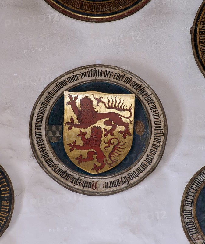 Nun's gallery, death shield of Lorenz von Wolfstein, 1439, St., Sankt, Saint