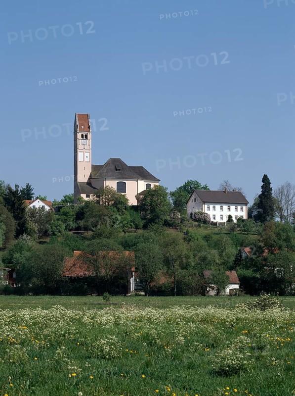 Parish church and rectory from the south, St., Sankt, Saint